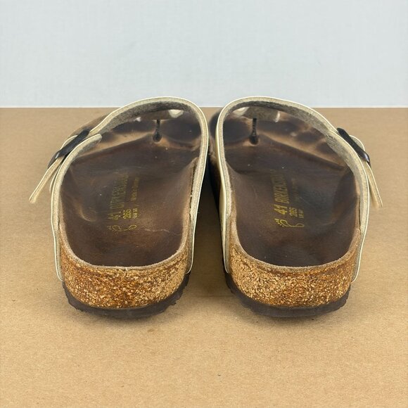 Birkenstock Gizeh Leather Toe Post Sandals Womens 10 Off White Cream Thong - Picture 4 of 9